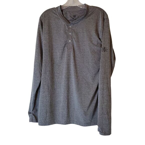 Warriors and Scholars Mens Henley Shirt  Medium Gray Long Sleeve Activewear - Picture 1 of 3